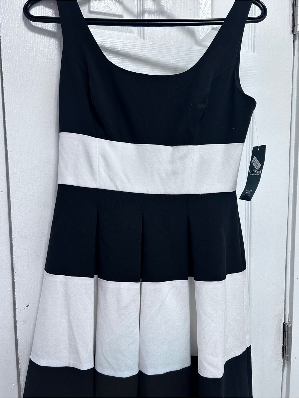 Ralph Lauren Black and White Striped Fit-and-Flare Girls' Dress